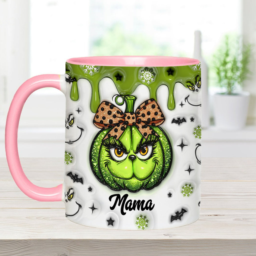Grinchy Mama/Grandma - Personalized Grandma Accent Mug