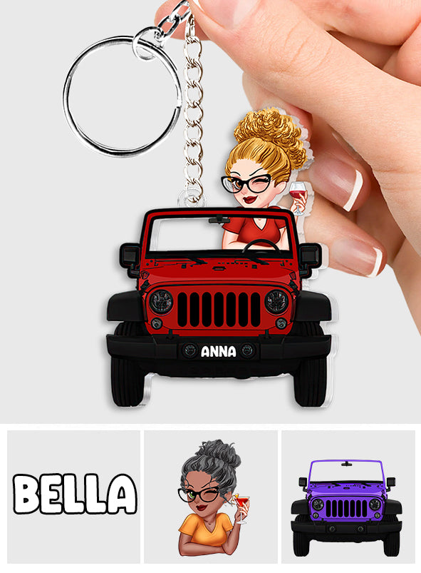 A Girl And Her Car - Personalized Car Custom Shaped Keychain