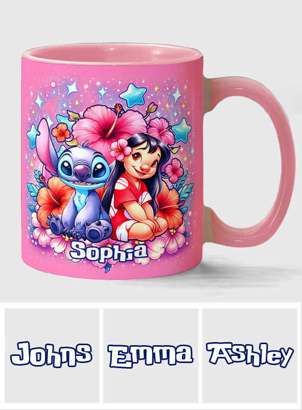 Ohana Cute Bubble Flowers - Personalized Ohana Accent Mug