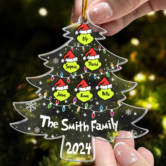 Grinch Family - Personalized Stole Christmas Transparent Ornament
