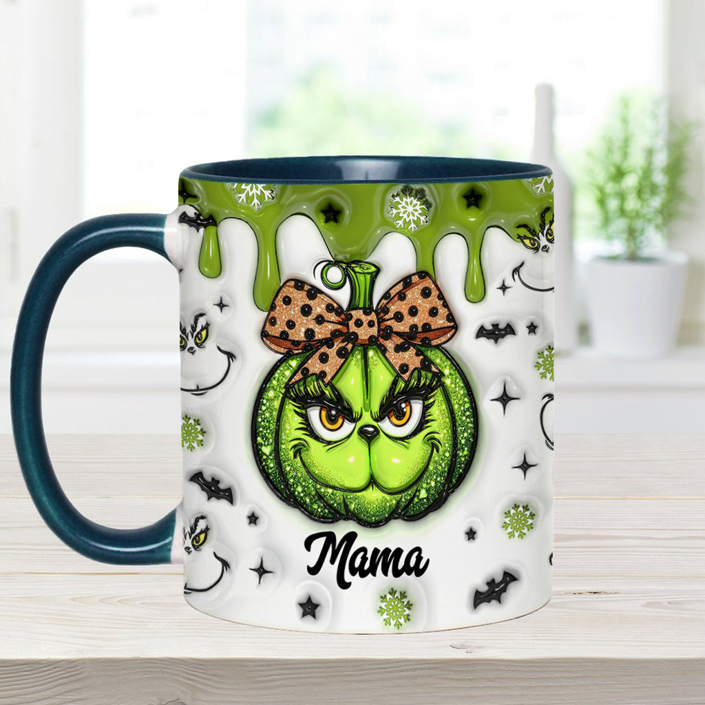 Grinchy Mama/Grandma - Personalized Grandma Accent Mug