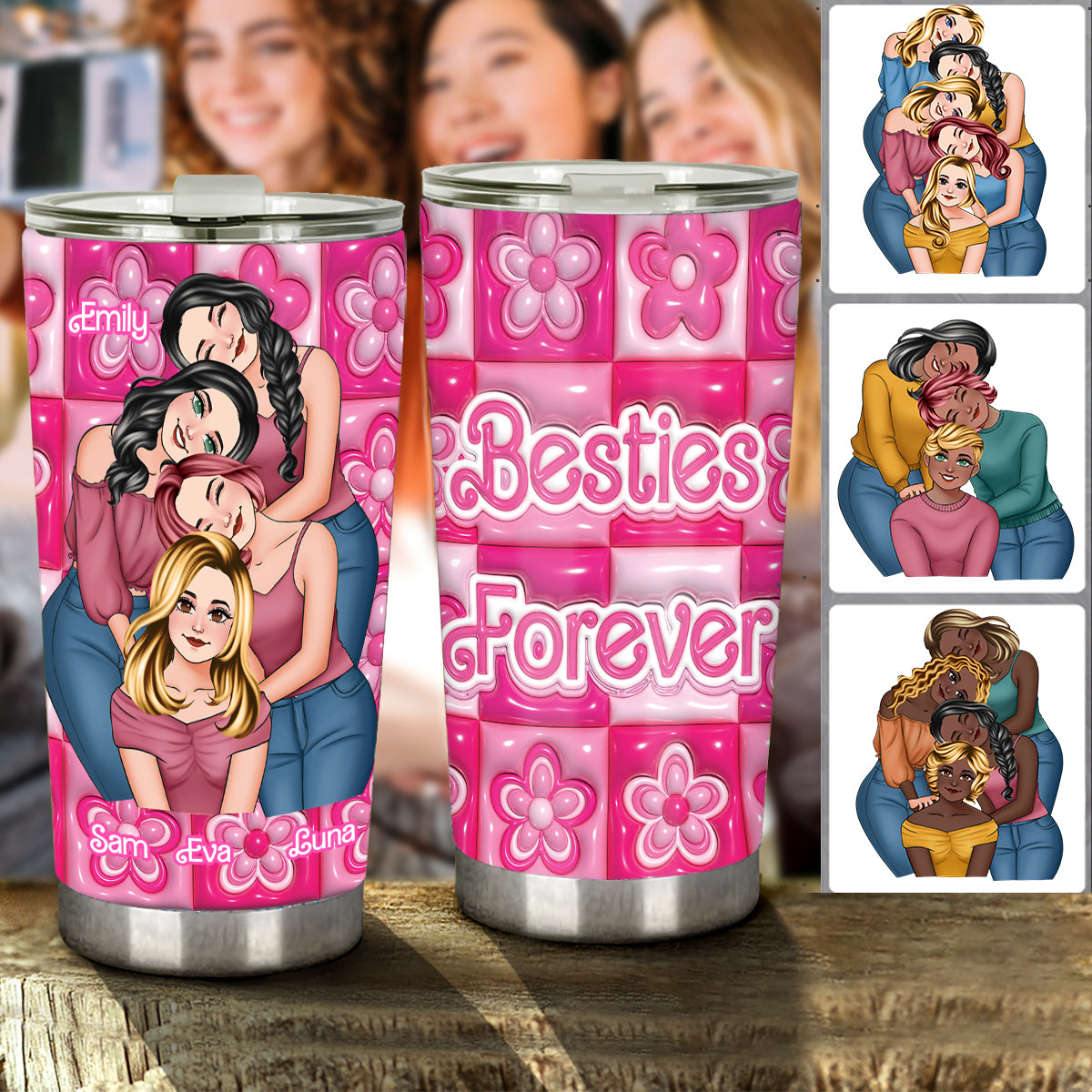Besties Forever Pink Doll Themed - Personalized Bestie Tumbler