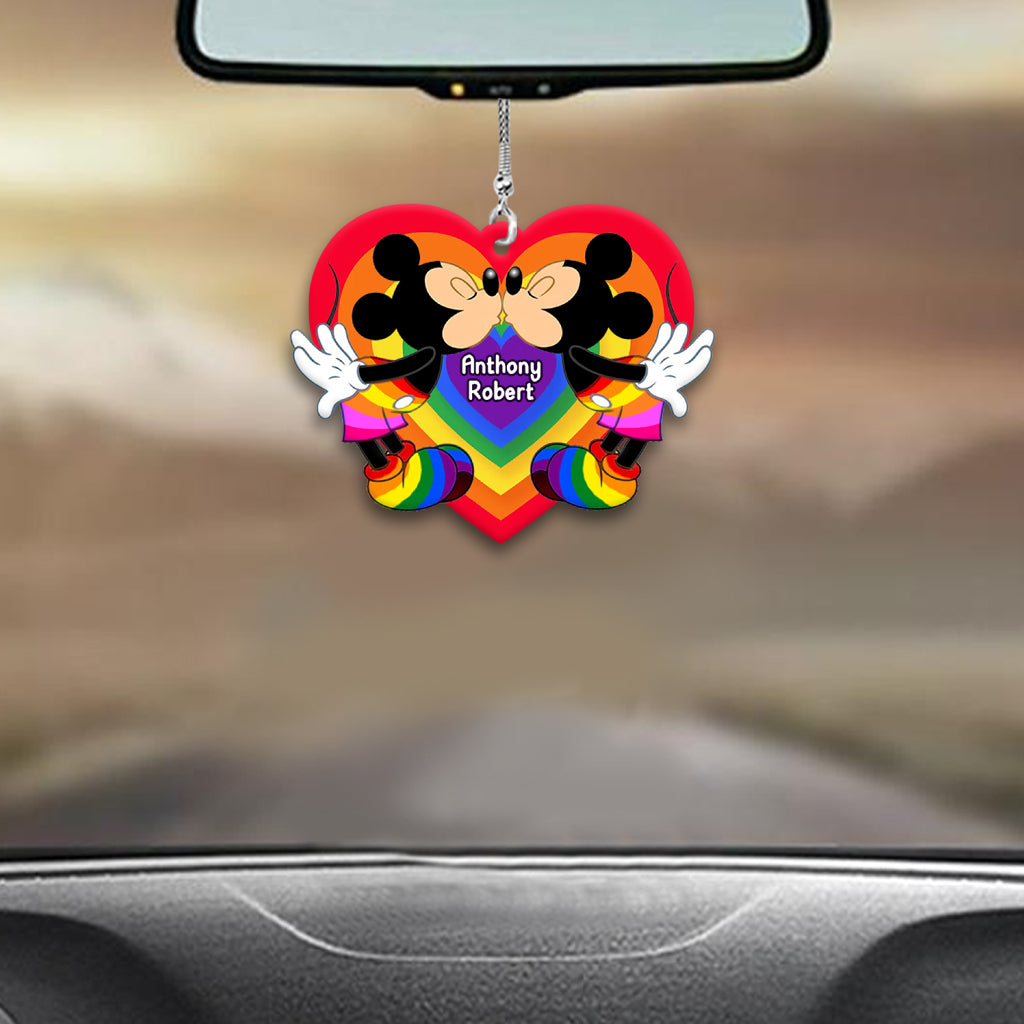 Love Is Love Mouse Couple - Personalized LGBT Support Car Ornament
