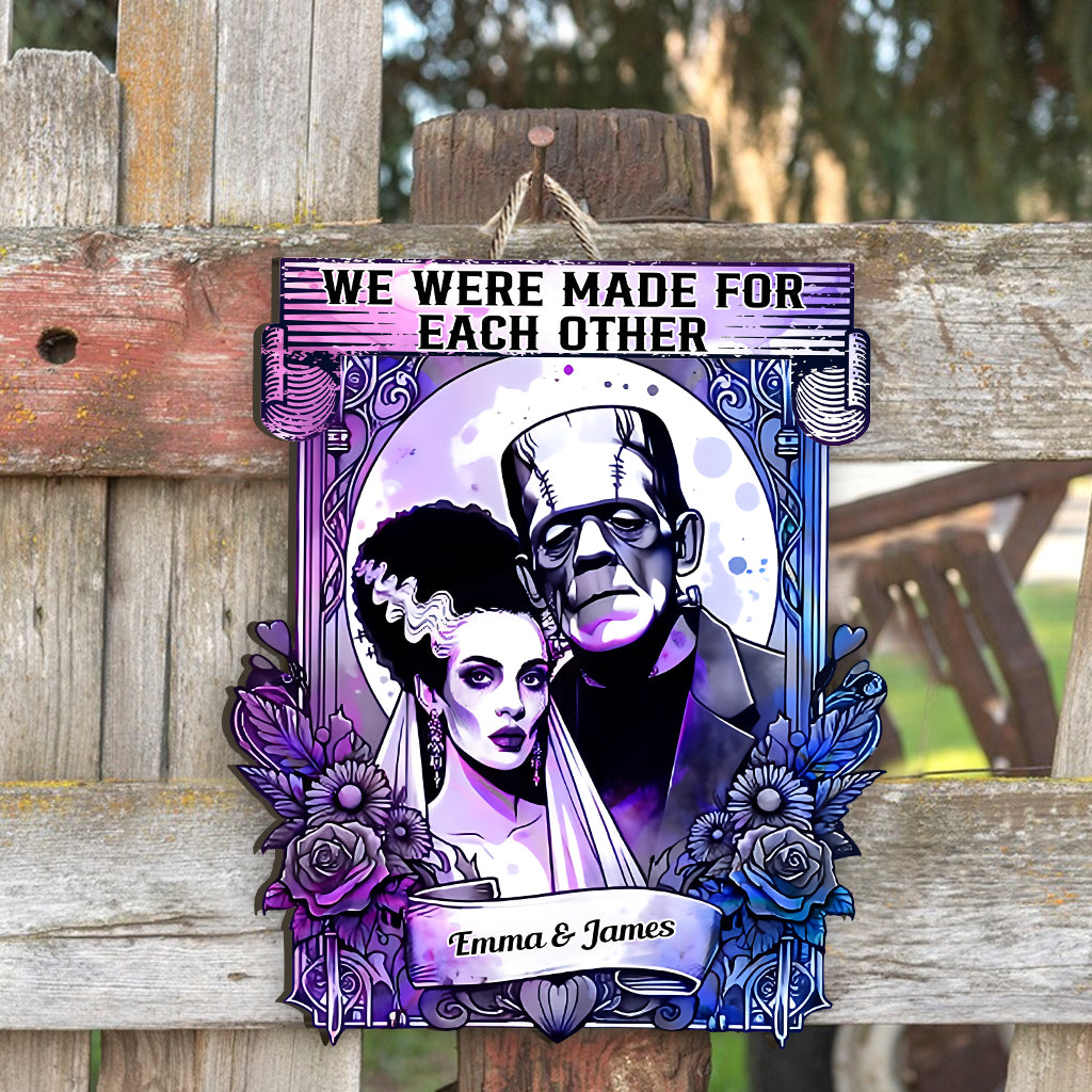 The Green Monster And Bride, We Were Made For Each Other - Personalized Couple Custom Shaped Wood Sign