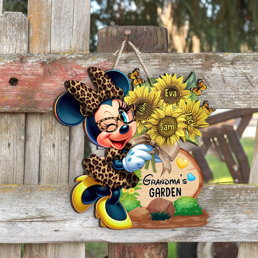 Grandma's Mom's Garden Custom Any Title - Personalized Mouse Custom Shaped Wood Sign