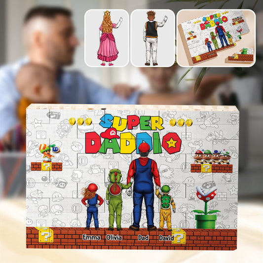 Best Dad Ever - Personalized Super Plumber One-sided Horizontal Rectangle Building Brick Blocks