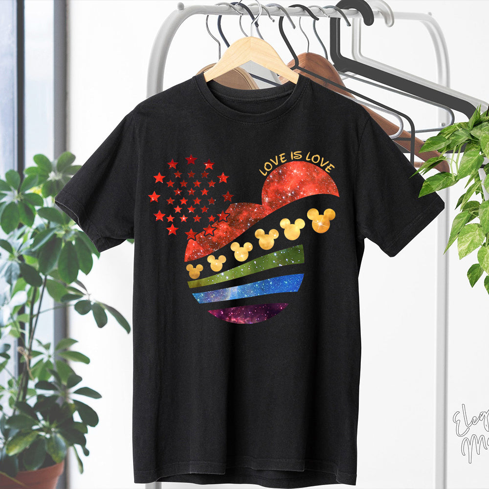 Mouse Head Galaxy Rainbow - LGBT Support T-shirt And Hoodie