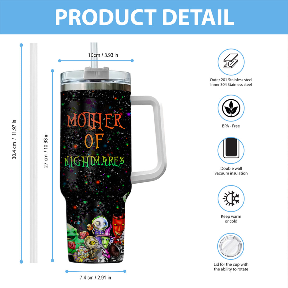 Mother Father Family Of Nightmares - Personalized Nightmare Tumbler With Handle