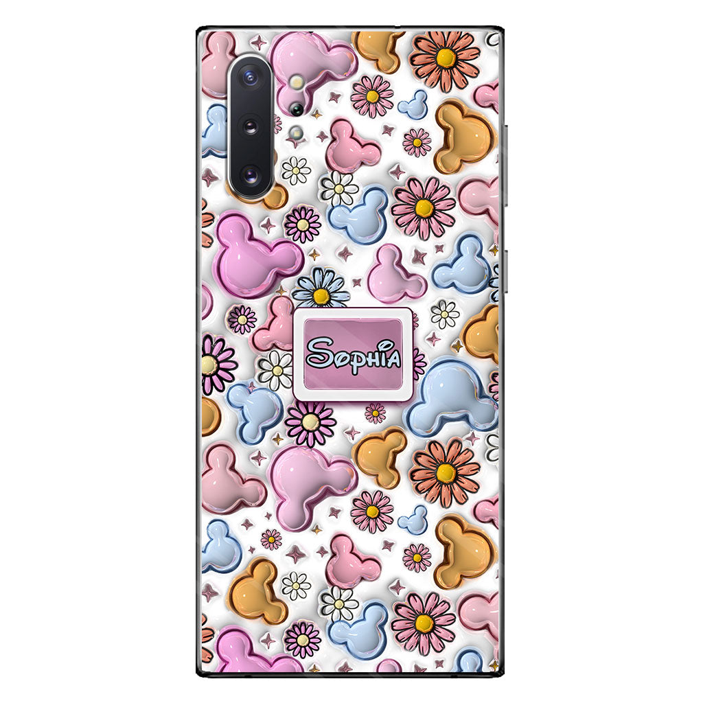 Cute Mouse Ears Floral Style - Personalized Mouse Clear Phone Case