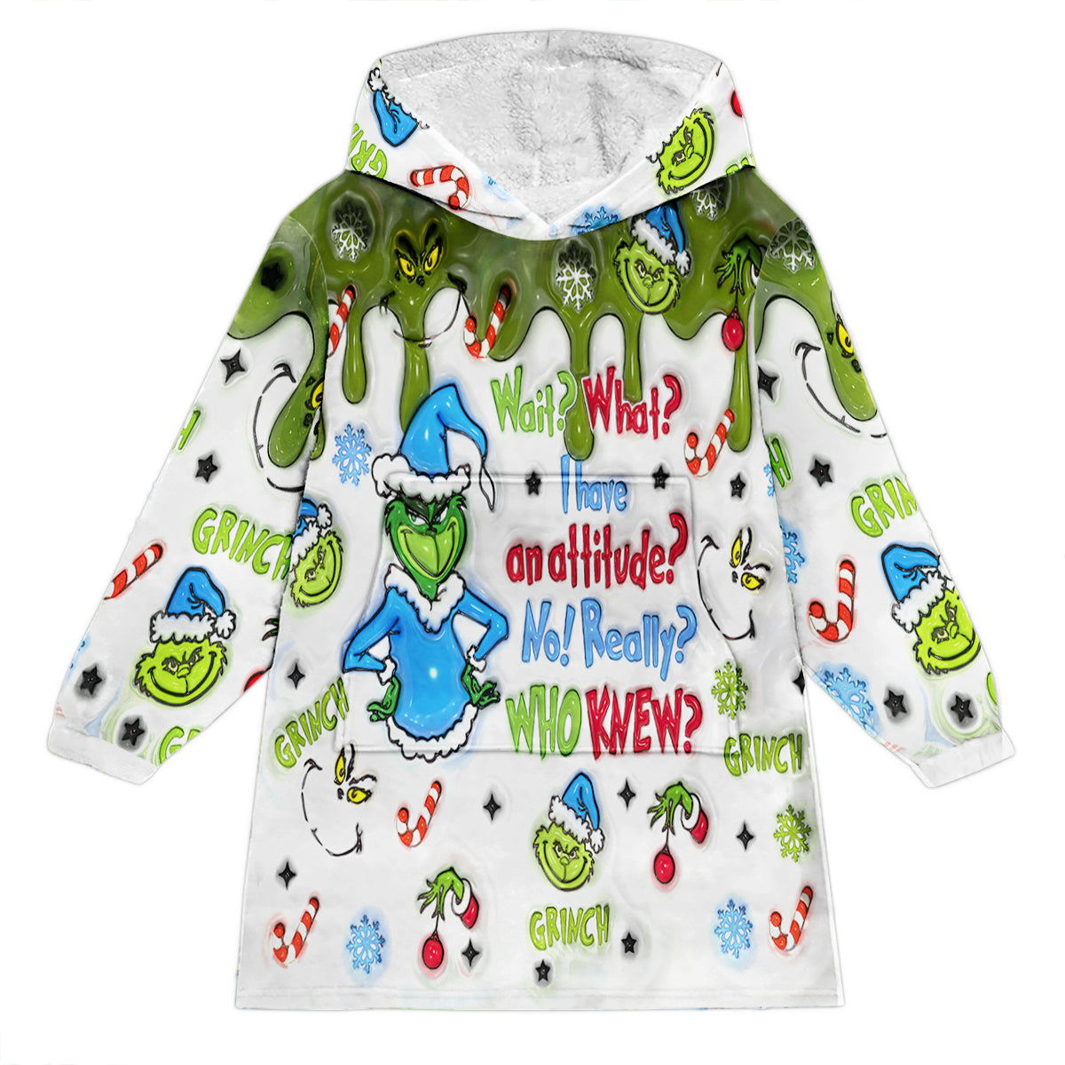 Wait What I Have An Attitude - Personalized Stole Christmas Blanket Hoodie