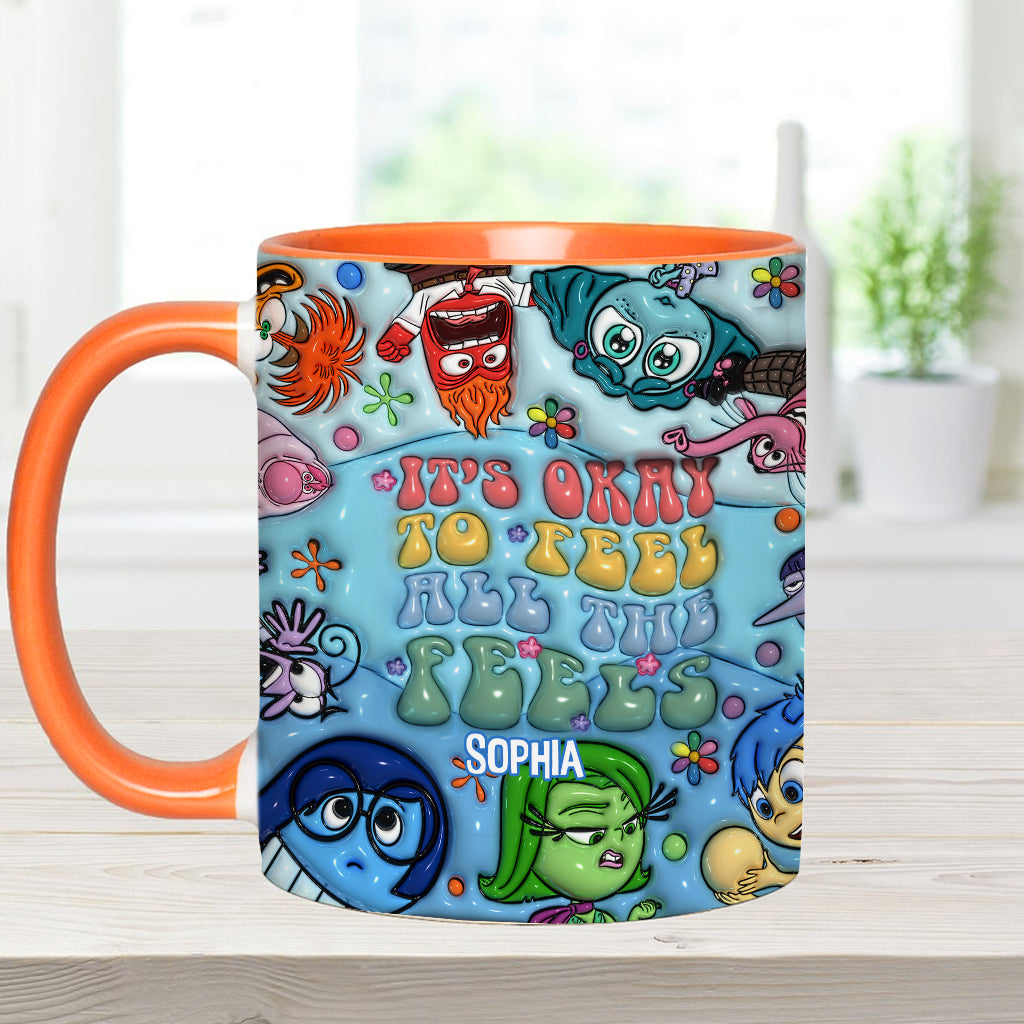 It's Okay To Feel All The Feels - Personalized Accent Mug