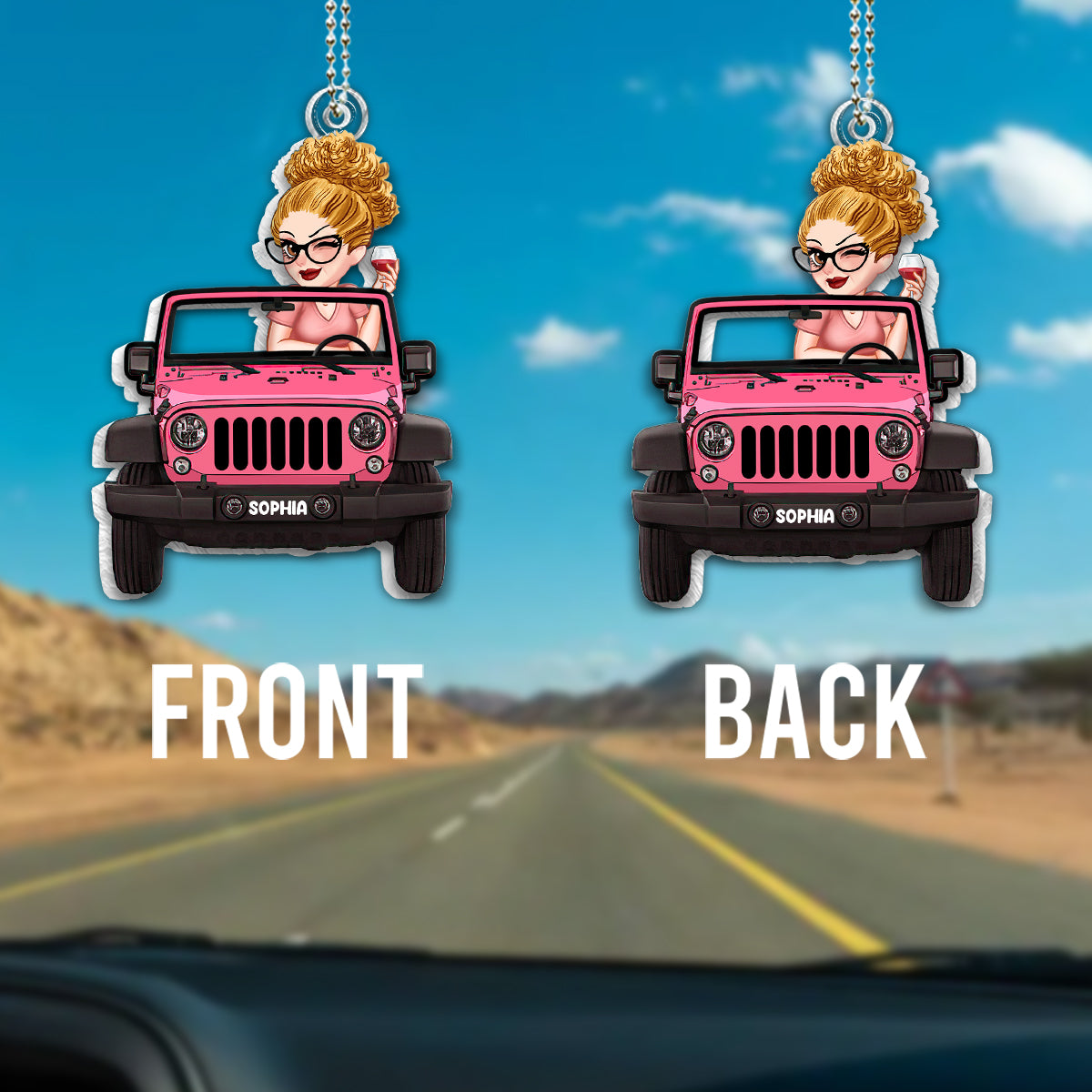 A Girl And Her Car - Personalized Car Custom Shaped Car Ornament