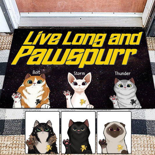 Live Long and Pawspurr - Personalized Star Fleet Doormat
