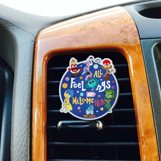 All Feelings Are Welcome Here - Personalized Shaped Car Visor Clip