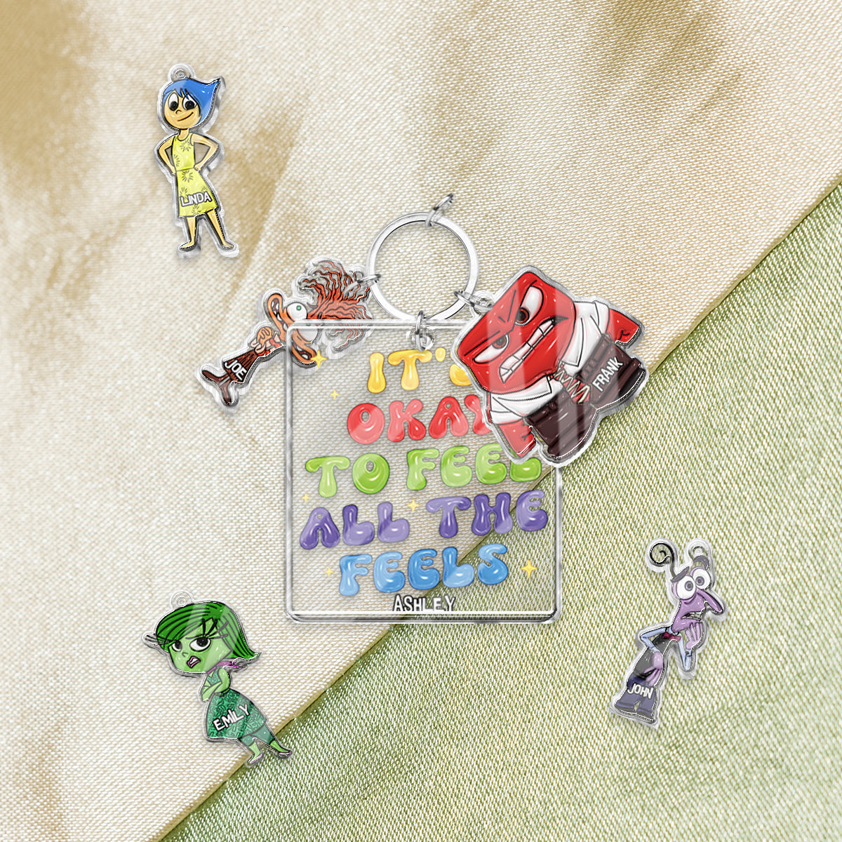 It's Okay To Feel All The Feels - Personalized Keychain with Charms
