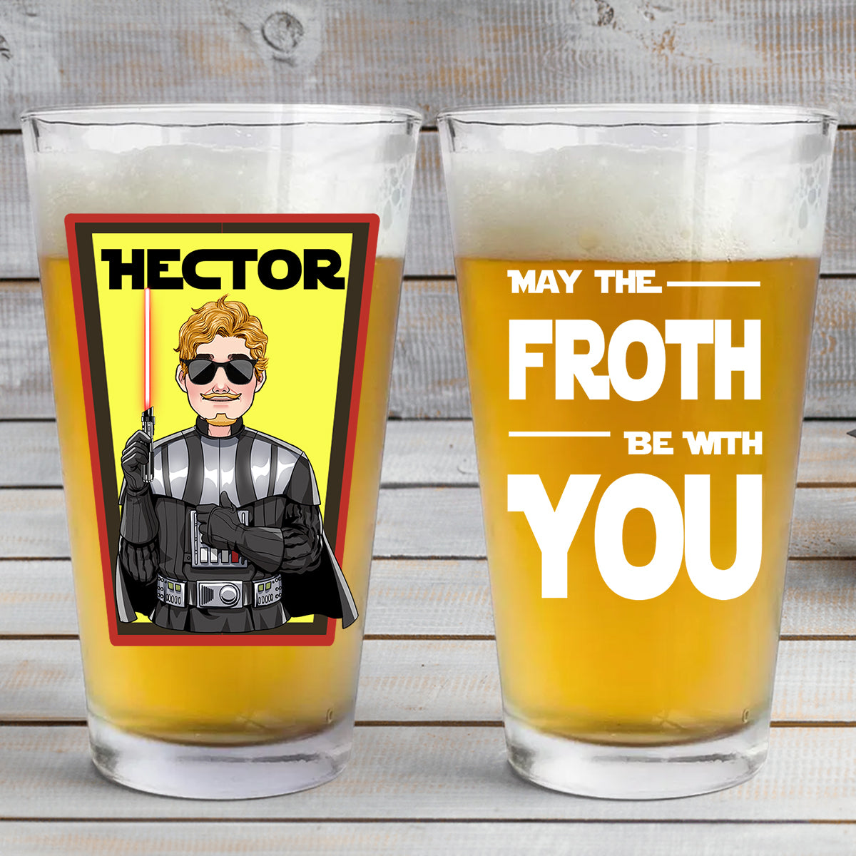 May The Froth Be With You - Personalized The Force Beer Glass