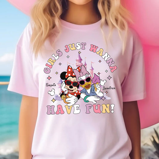 Girls Just Wanna Have Fun - Personalized Mouse T-shirt And Hoodie