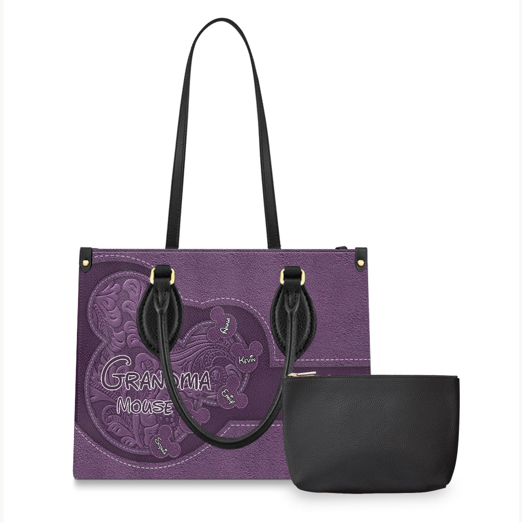 Grandma's Heart Mouse Ears - Personalized Mouse Leather Handbag