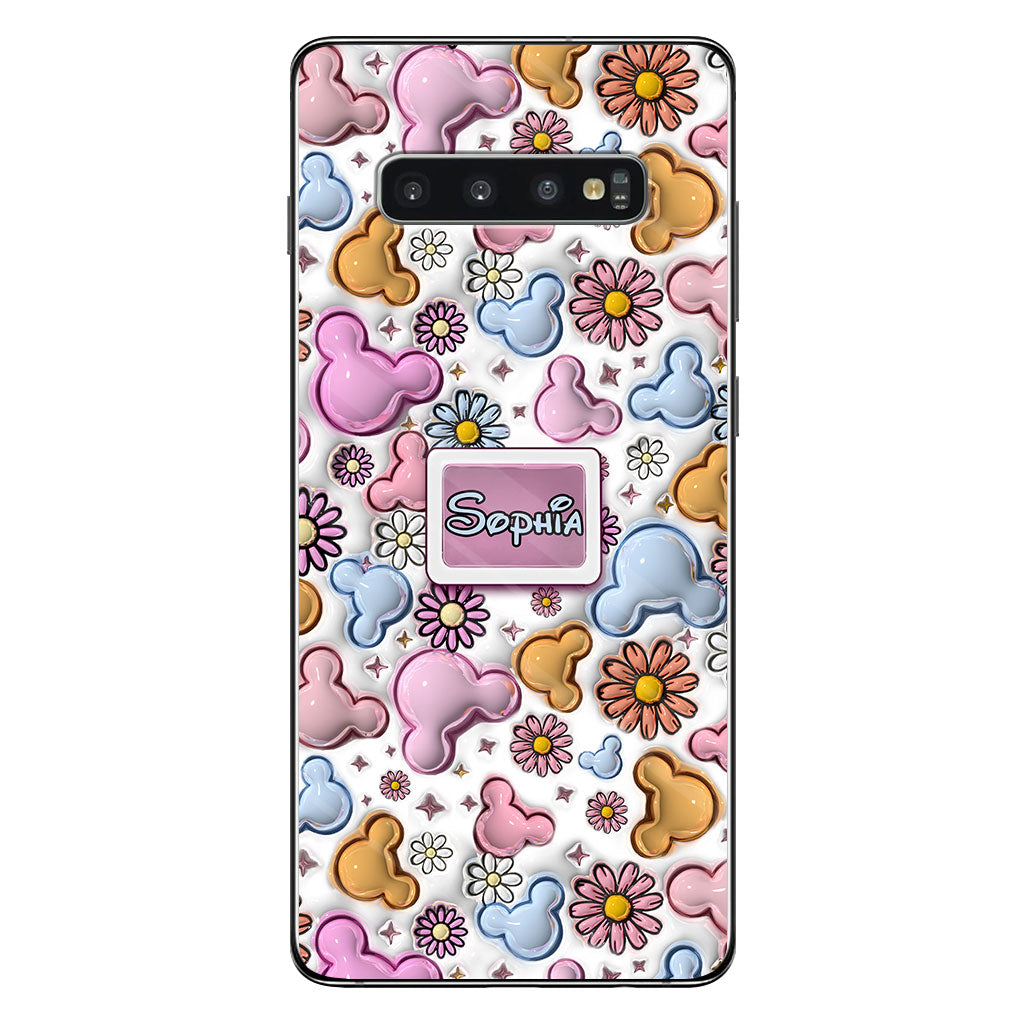 Cute Mouse Ears Floral Style - Personalized Mouse Clear Phone Case