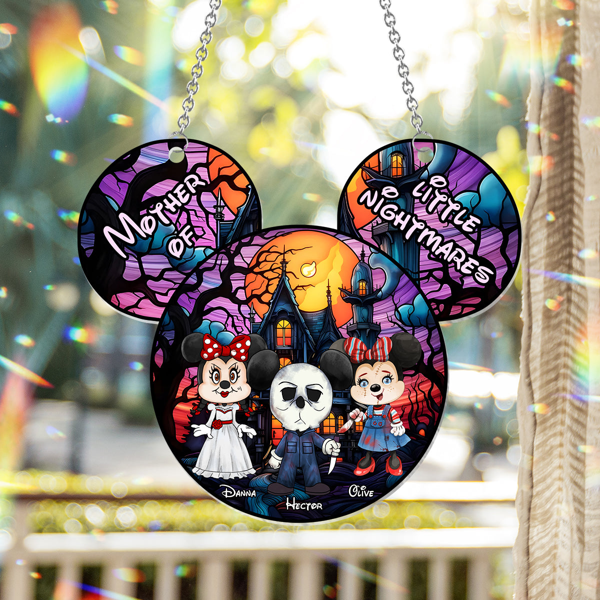 Grandma Of Little Nightmares - Personalized Grandma Window Hanging Suncatcher Ornament