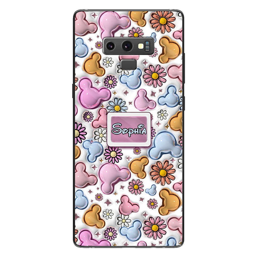 Cute Mouse Ears Floral Style - Personalized Mouse Clear Phone Case