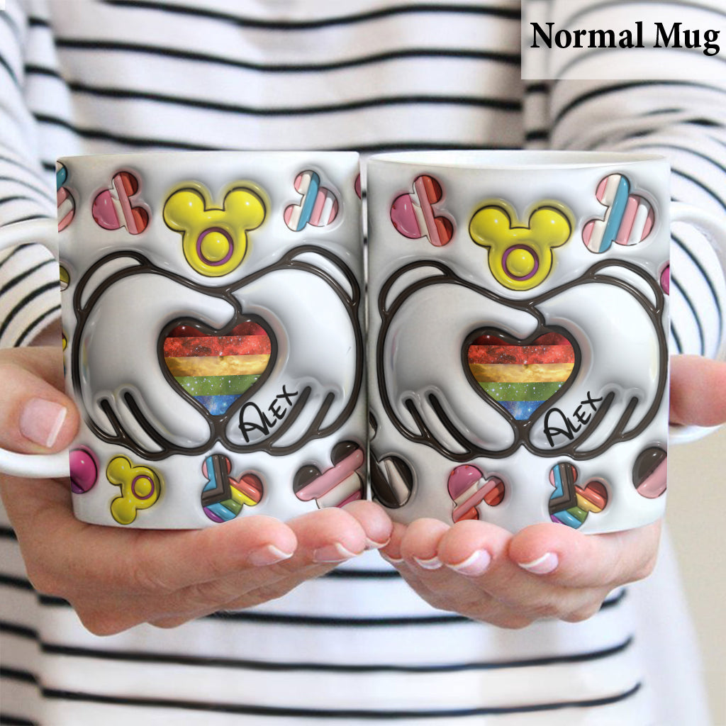 Love Is Love Mouse Hands Custom Pride Flag - Personalized LGBT Support Mug