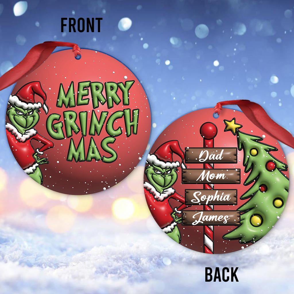 Merry Grinchmas Family - Personalized Stole Christmas Ornament