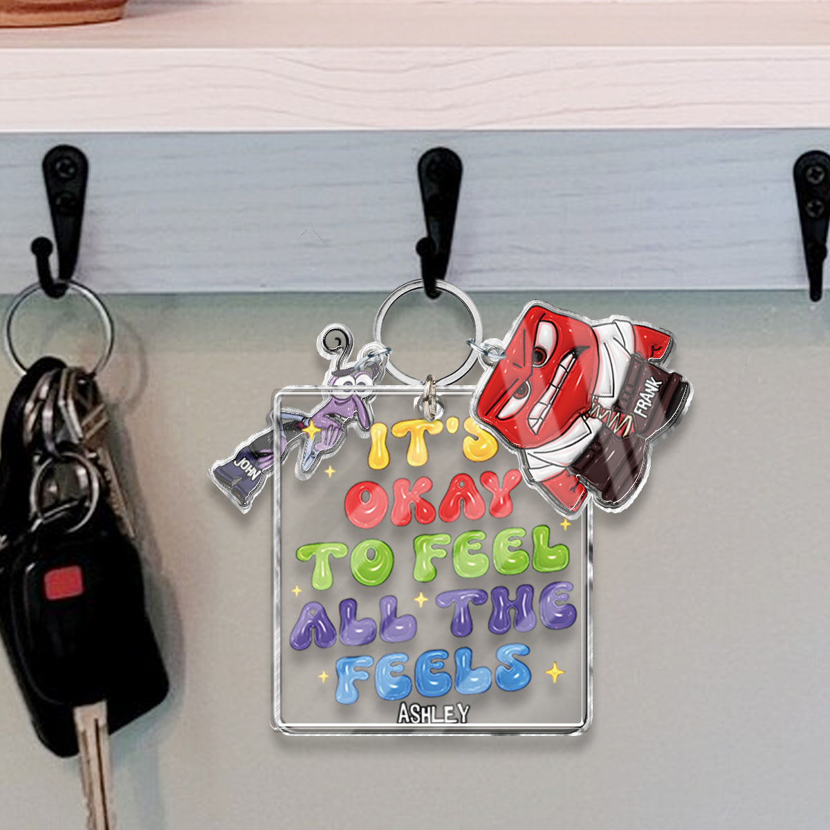 It's Okay To Feel All The Feels - Personalized Keychain with Charms
