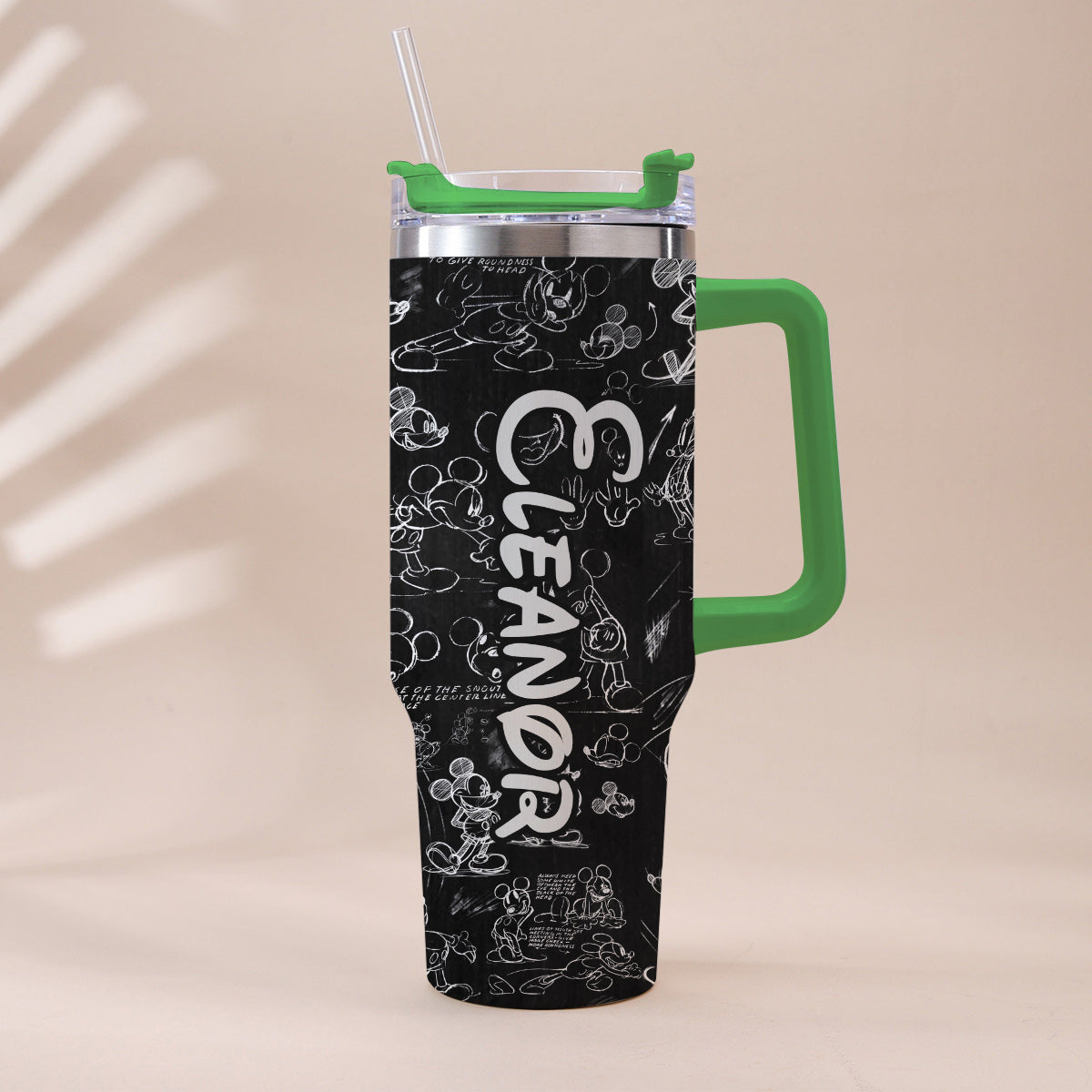 Black And White Mouse - Personalized Mouse Tumbler With Handle