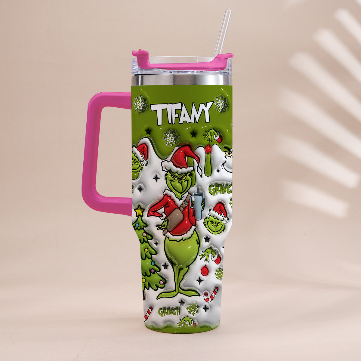 Merry Grinchmas - Personalized Stole Christmas Tumbler With Handle