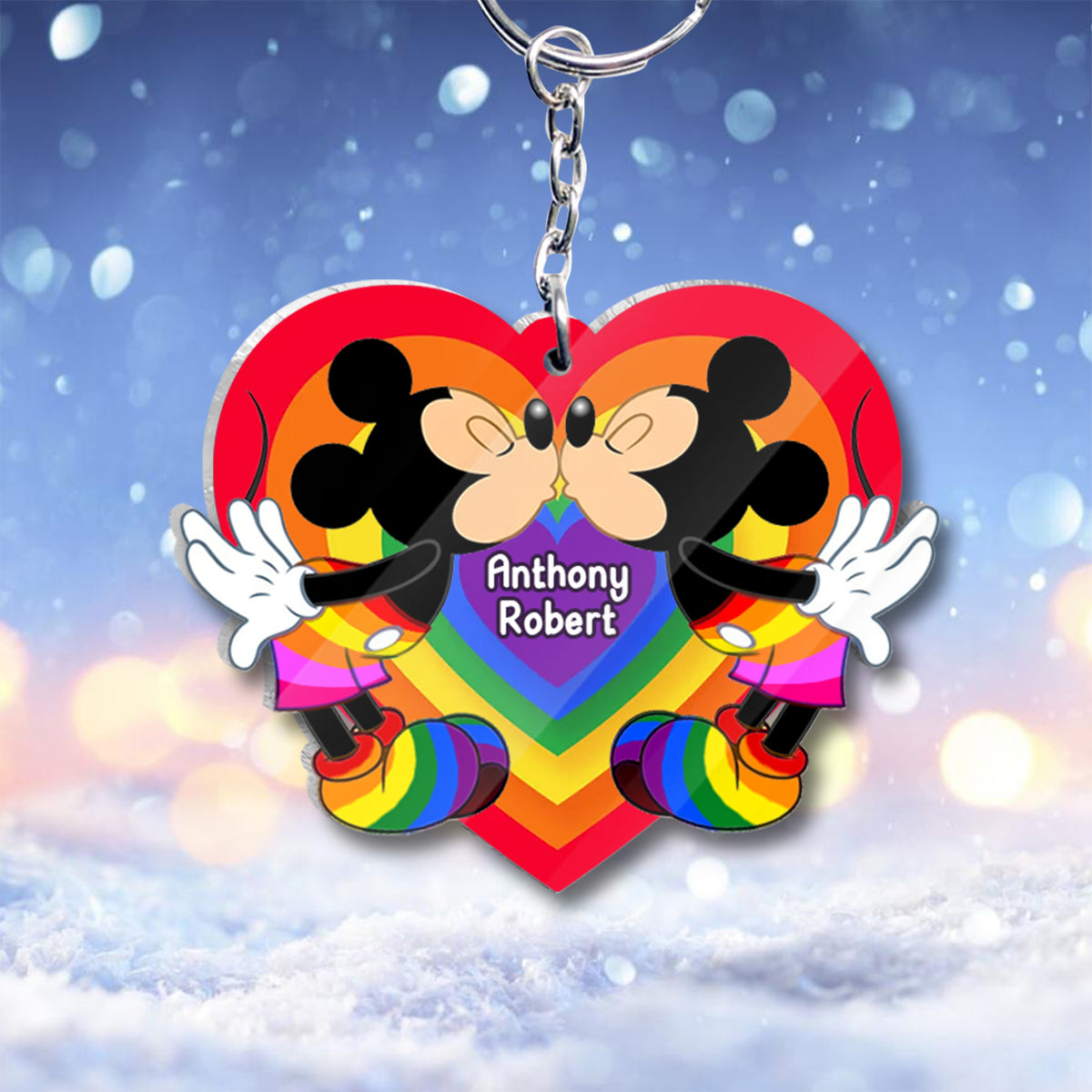 Love Is Love Mouse Couple - Personalized LGBT Support Transparent Keychain