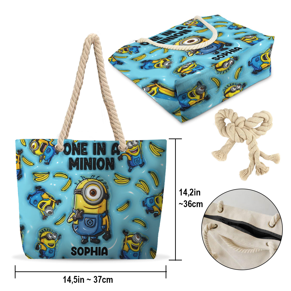 One In A Minion - Personalized Beach Bag