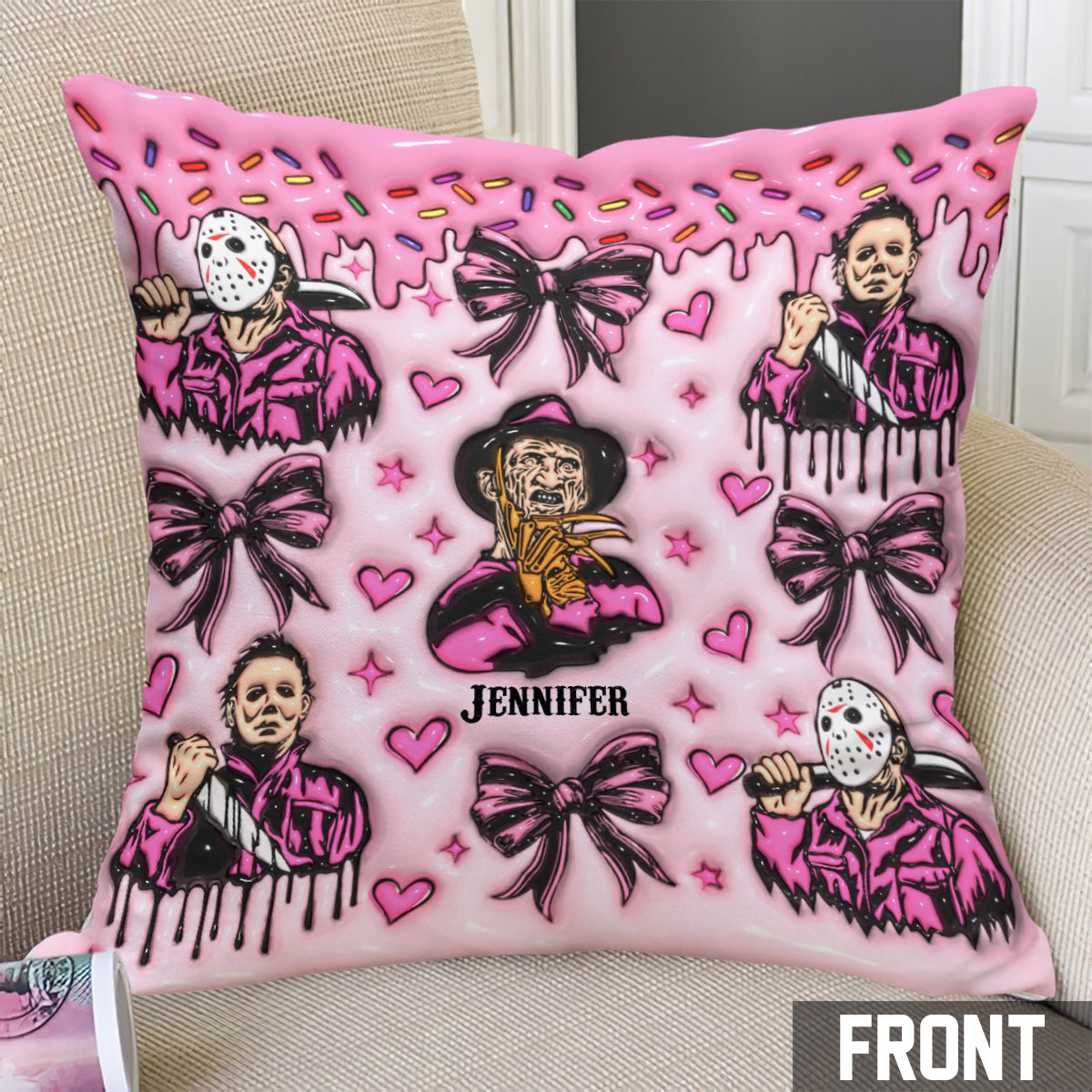 Horror Movie Fan - Personalized Throw Pillow