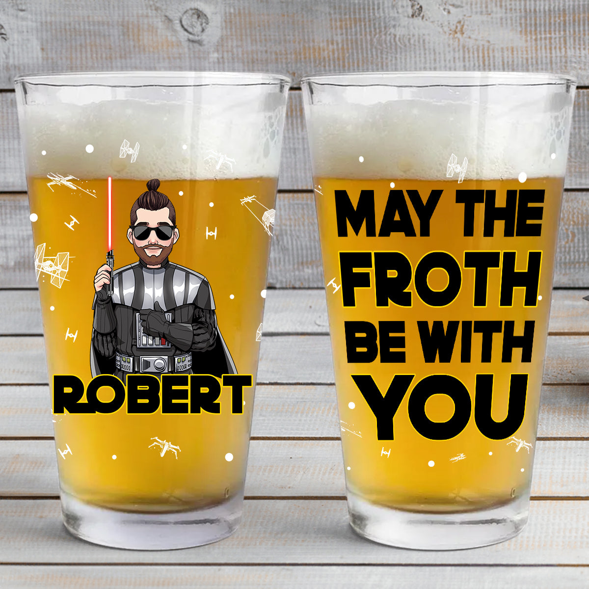 May The Froth Be With You - Personalized The Force Beer Glass