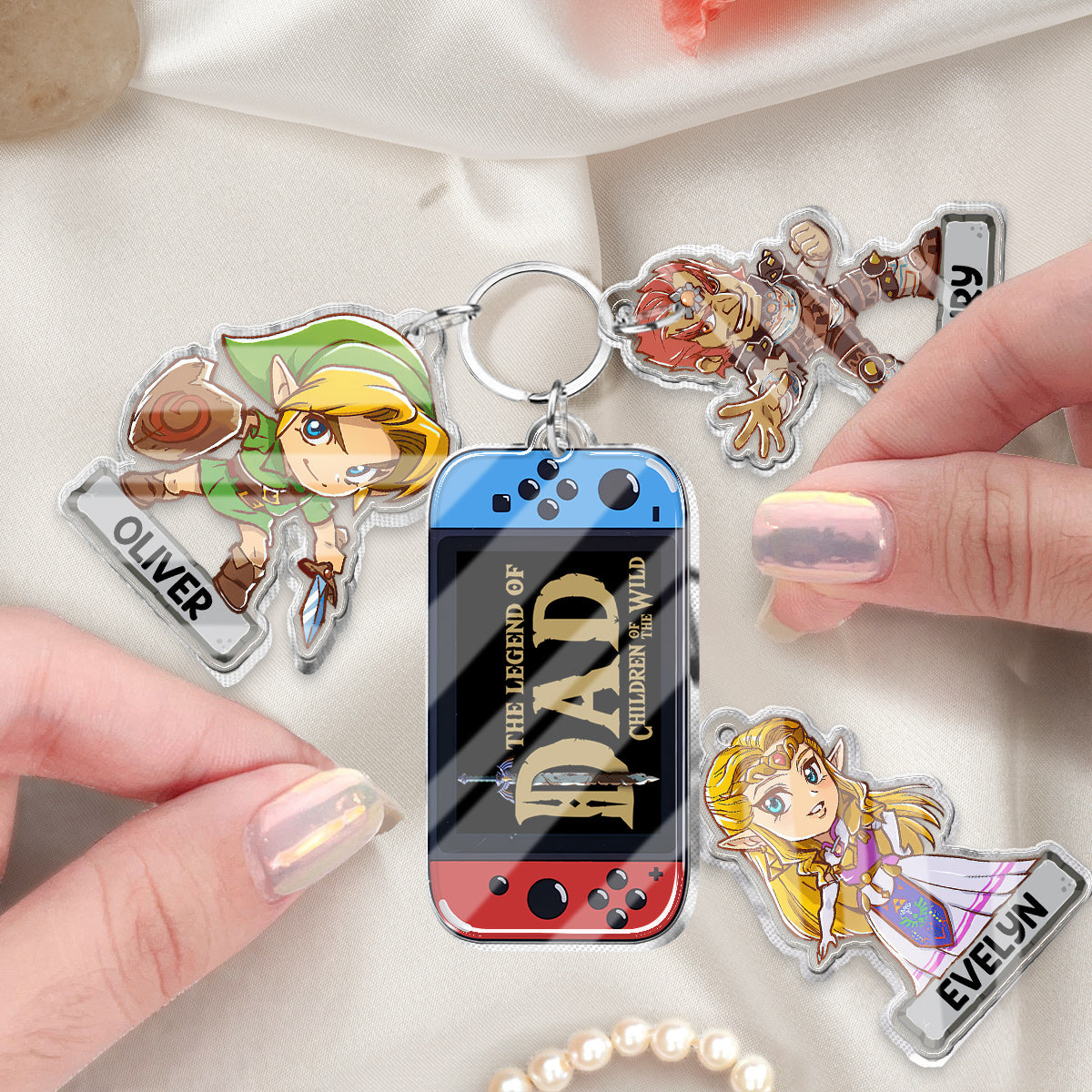 The Legend Of Dad - Personalized The Hero's Legend Keychain with Charms