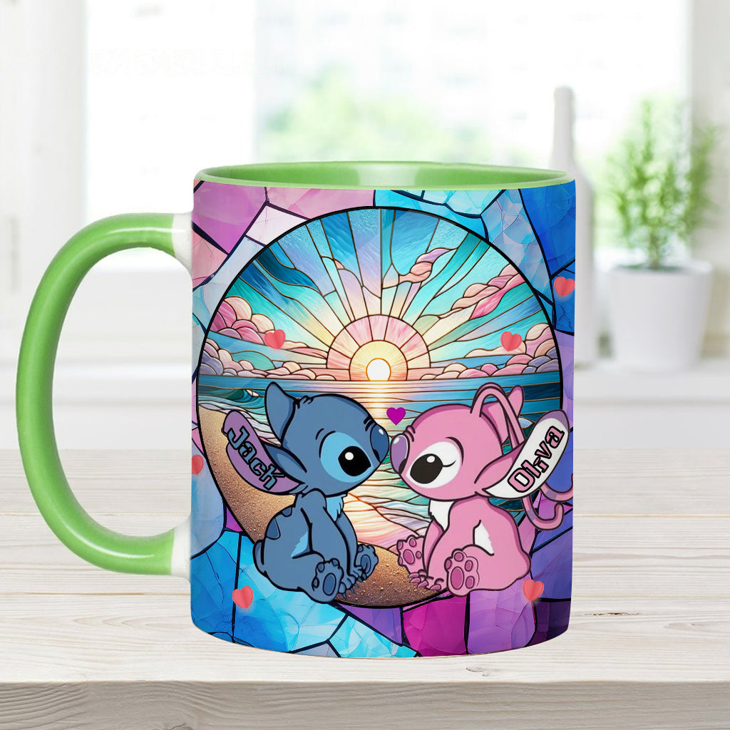 Sunrise On The Beach Build The Life We Love - Personalized Ohana Accent Mug