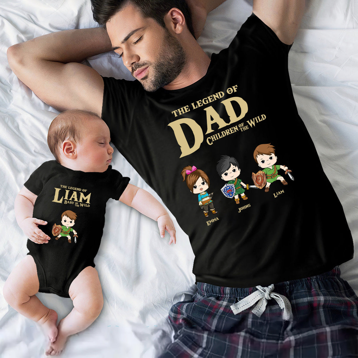 Dad The Legend Of Dad Any Title - Personalized The Adventurer T-shirt And Baby Onesie