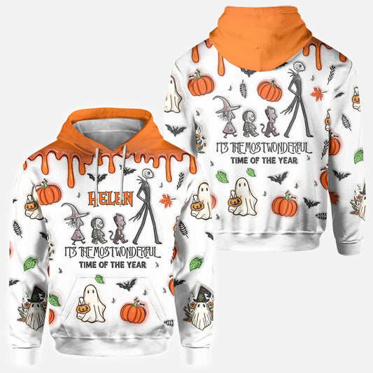 It's The Most Beautiful Time Autumn Skeleton - Personalized Nightmare All Over Shirt