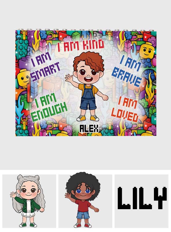 I Am Kind, I Am Brave - Personalized Kid One-sided Horizontal Rectangle Building Brick Blocks