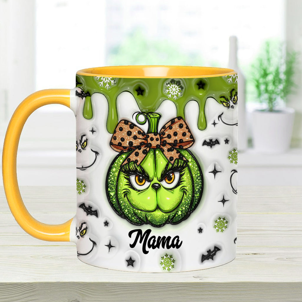 Grinchy Mama/Grandma - Personalized Grandma Accent Mug