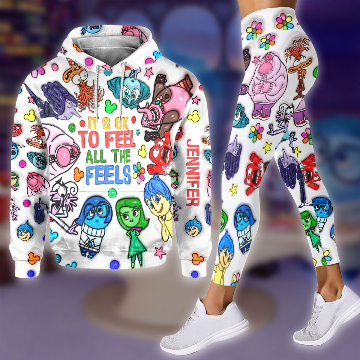 It's Ok To Feel All The Feels - Personalized Mouse Hoodie and Leggings
