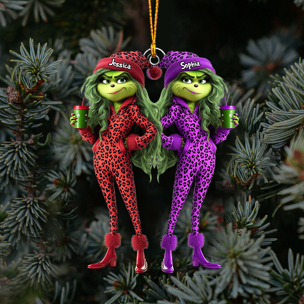 Besties Grinch Squad - Personalized Stole Christmas Transparent Ornament