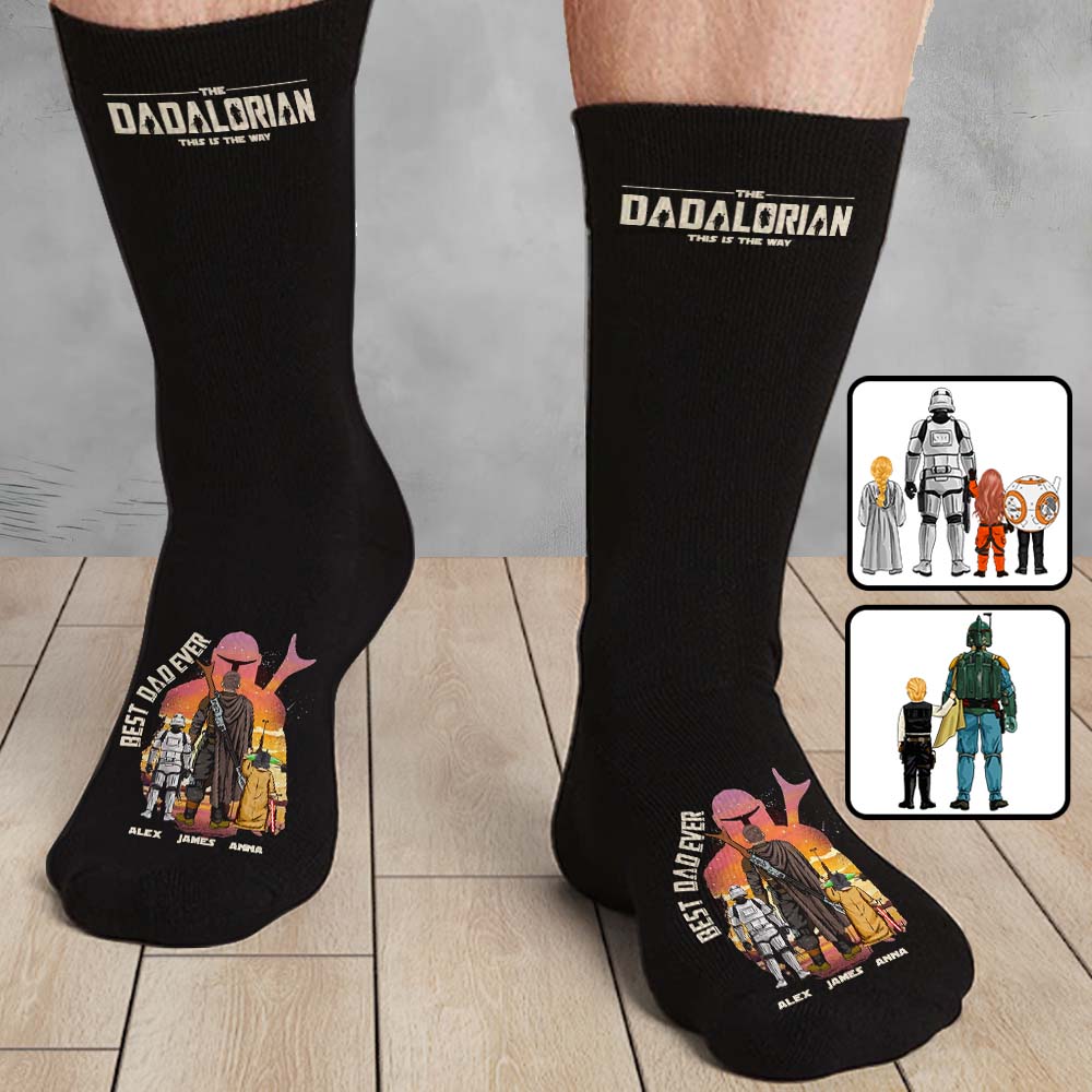 Dadalorian Best Dad Ever - Personalized The Force Socks
