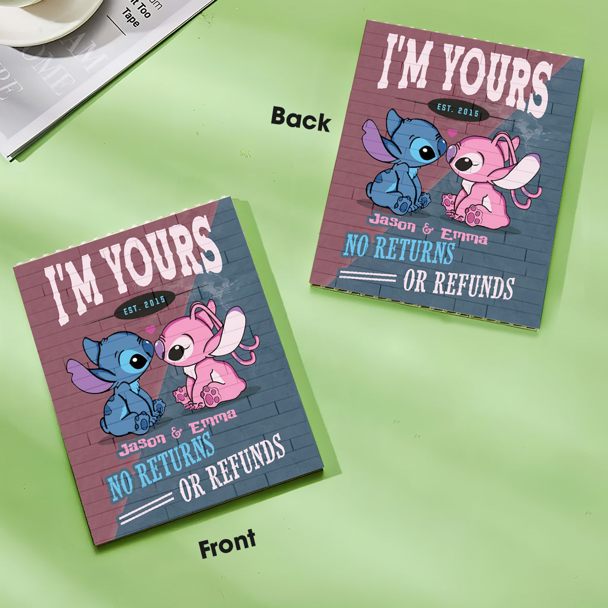 I'm Your No Return Or Refund - Personalized Ohana Vertical Rectangle Building Brick Blocks Printed On Both Sides