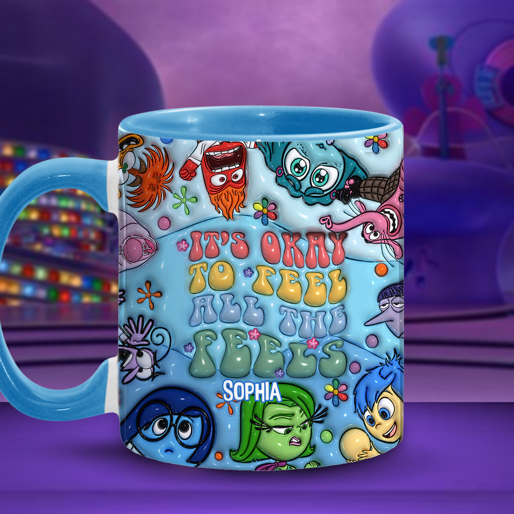 It's Okay To Feel All The Feels - Personalized Accent Mug