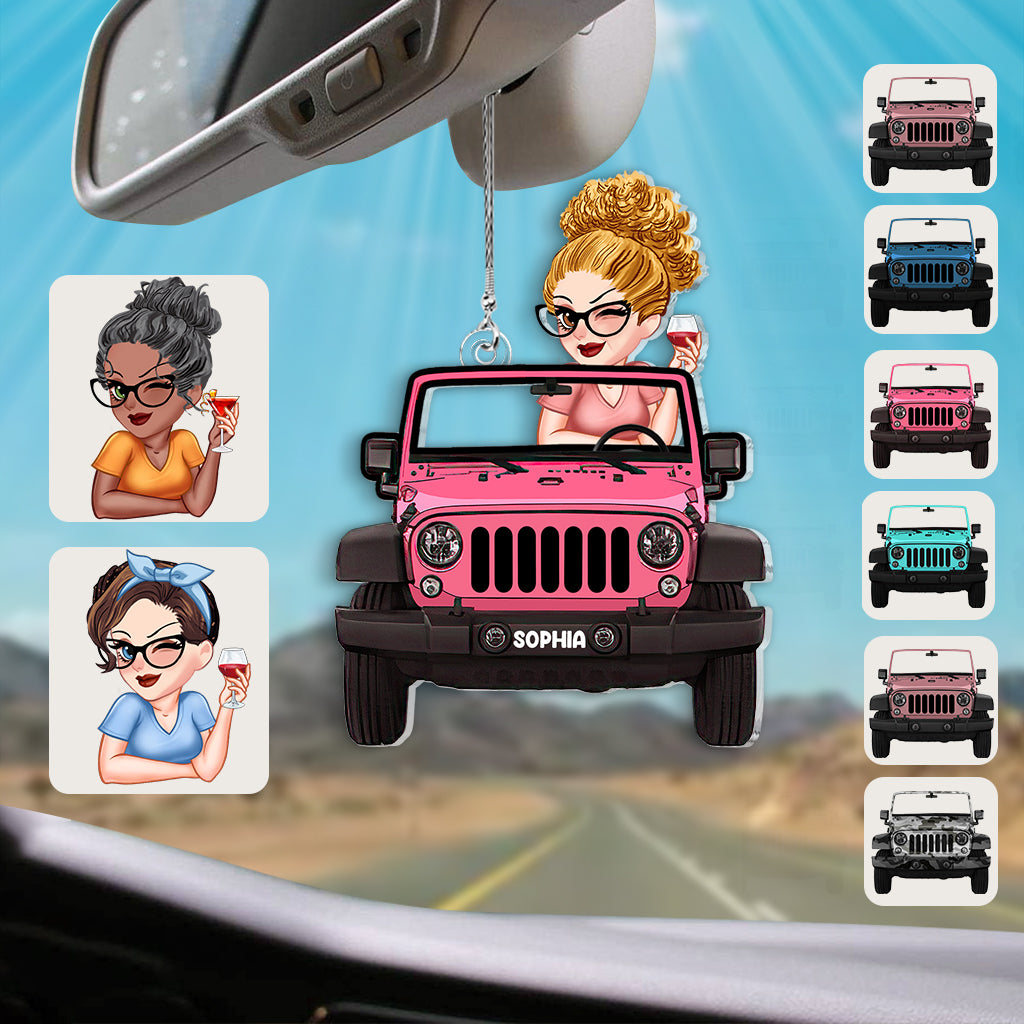 A Girl And Her Car - Personalized Car Custom Shaped Car Ornament