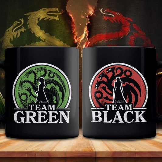 Team Black Vs Team Green - Personalized Thrones Game Mug