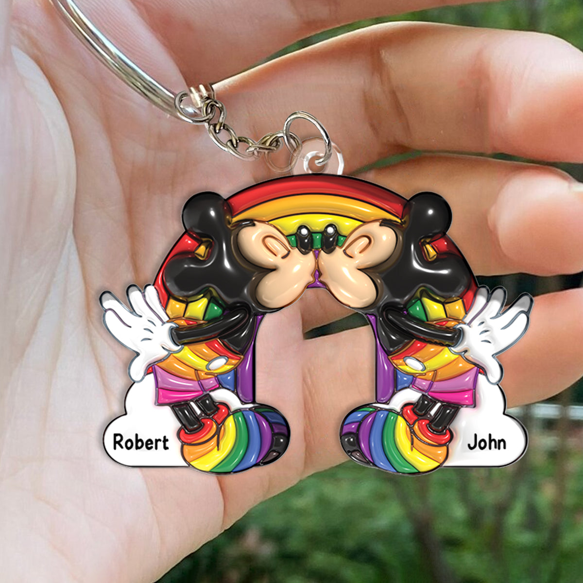 Love Is Love Mouse Couple - Personalized LGBT Support Keychain