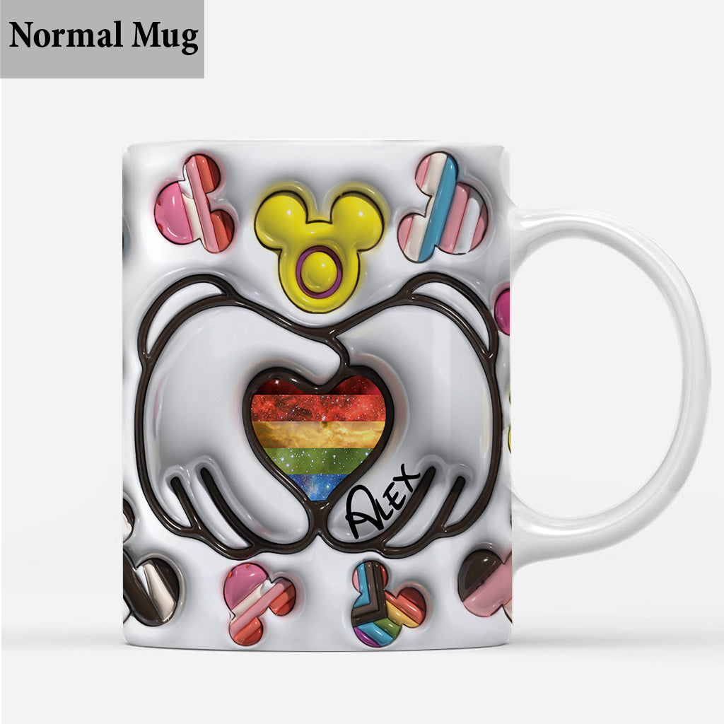 Love Is Love Mouse Hands Custom Pride Flag - Personalized LGBT Support Mug