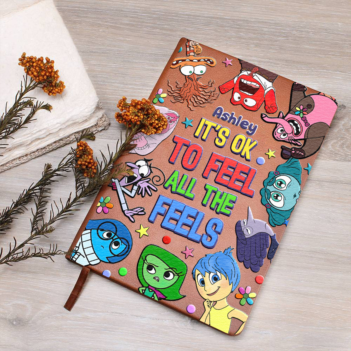 It's Ok To Feel All The Feels - Personalized Leather Journal